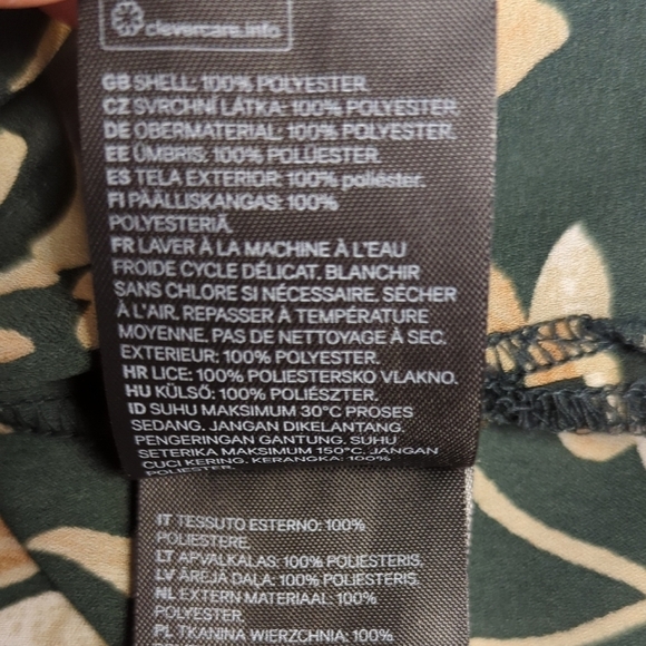 H&M Floral Button Down Shirt Green Tan 6 chiffon Business casual preppy bohemian - Picture 6 of 6